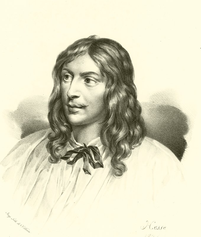 Sebastien Bourdon, portre (gravür) by French School