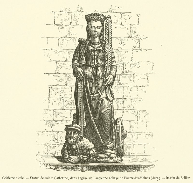 On altıncı yüzyıl, Saint Catherine heykeli, Baume-les-Moines, Jura