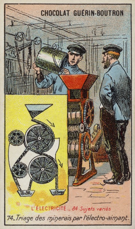 Bir elektromıknatıs (chromolitho) kullanarak cevheri ayırma by French School