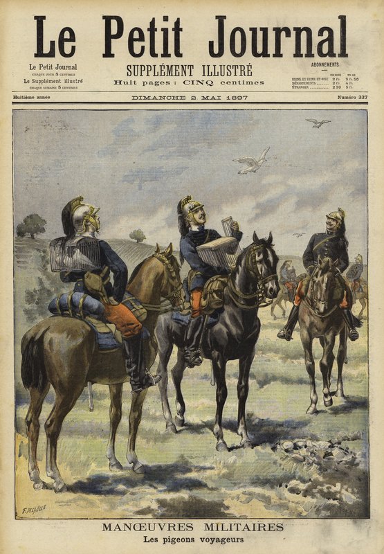 Askeri manevralarda taşıyıcı güvercin kullanan askerler, Soissons, Fransa by French School