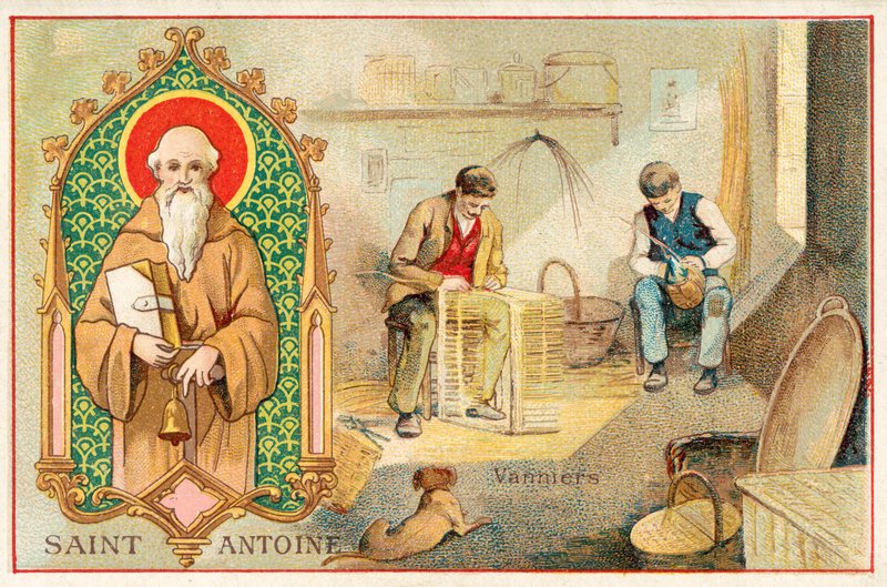 Büyük Aziz Anthony, sepetçilerin koruyucu azizi by French School