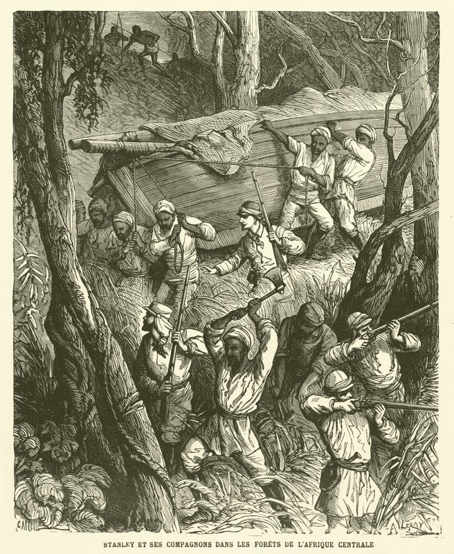 Stanley ve Arkadaşları Orta Afrika Ormanlarında (gravür) by French School