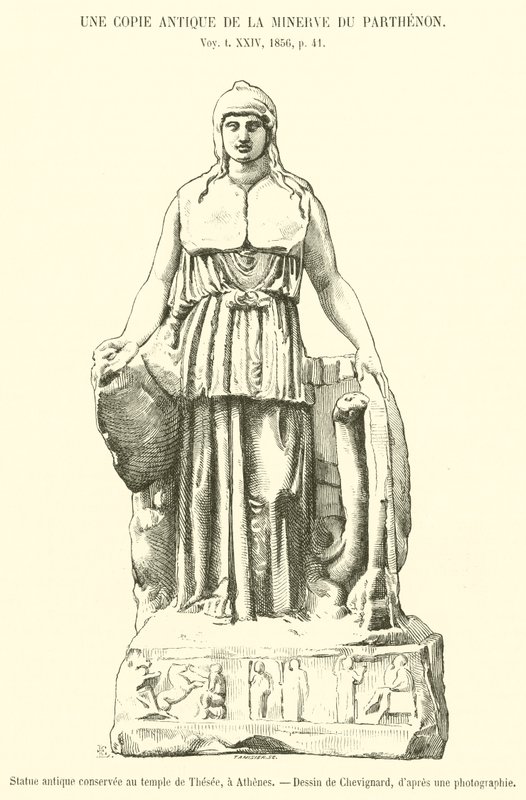 Heykel antika koruyucusu au tapınak de Thesee, bir Atina (gravür) by French School
