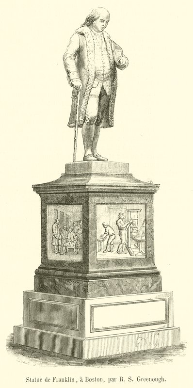 Heykel de Franklin, bir Boston (gravür) by French School
