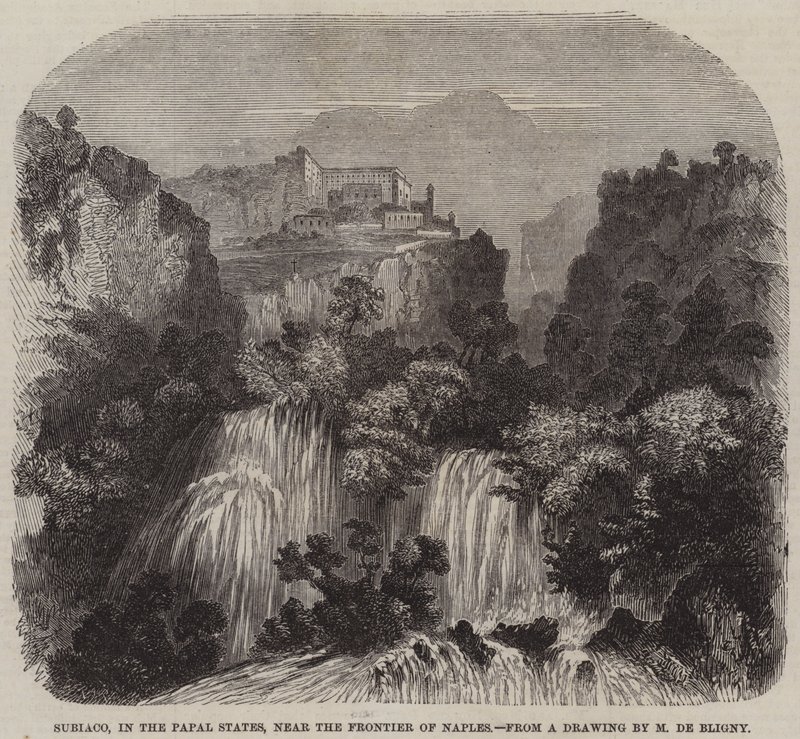 Subiaco, Papalık Devletlerinde, Napoli Sınırına yakın (gravür) by French School