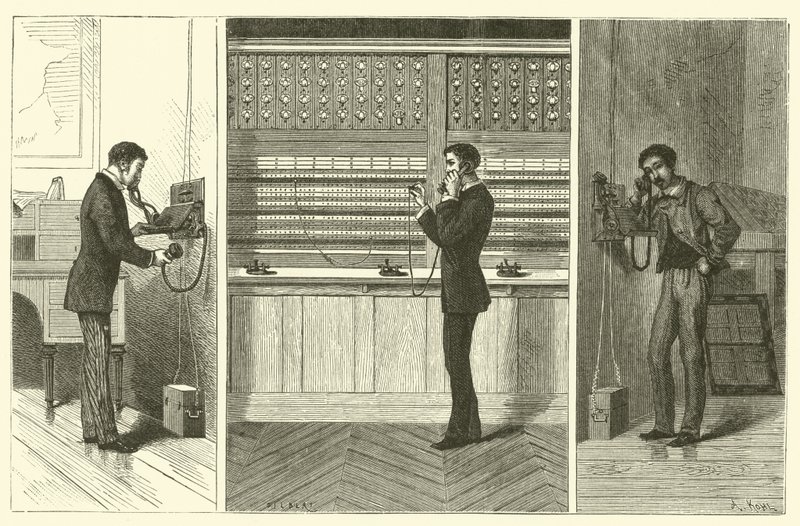 Telefon Santrali (gravür) by French School
