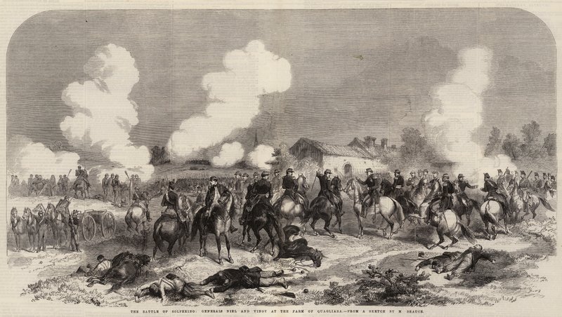 Solferino Savaşı, Generaller Niel ve Vinoy Quagliara Çiftliğinde (gravür) by French School
