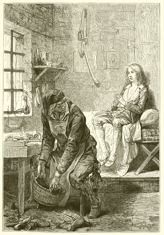 Tapınaktaki Dauphin ve ayakkabı tamircisi Simon by French School