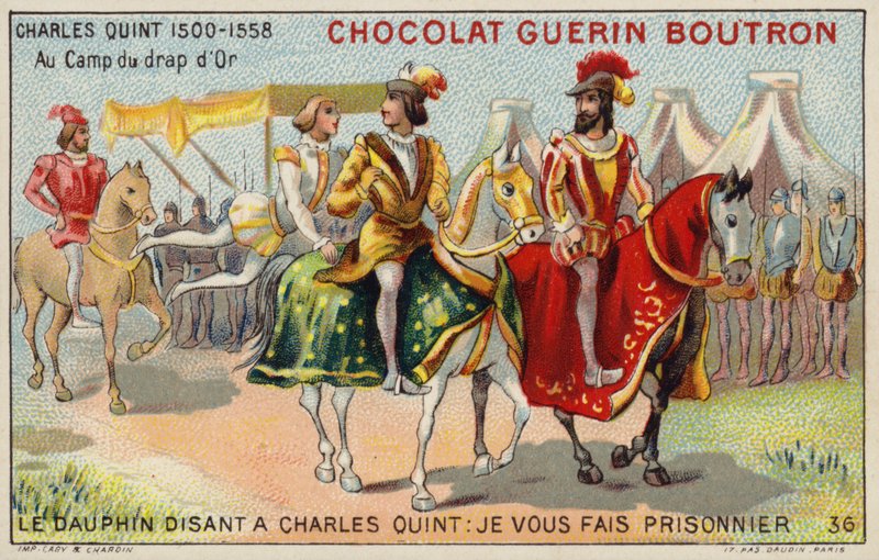 Altın Kumaş Tarlasında İmparator Charles V (chromolitho) by French School