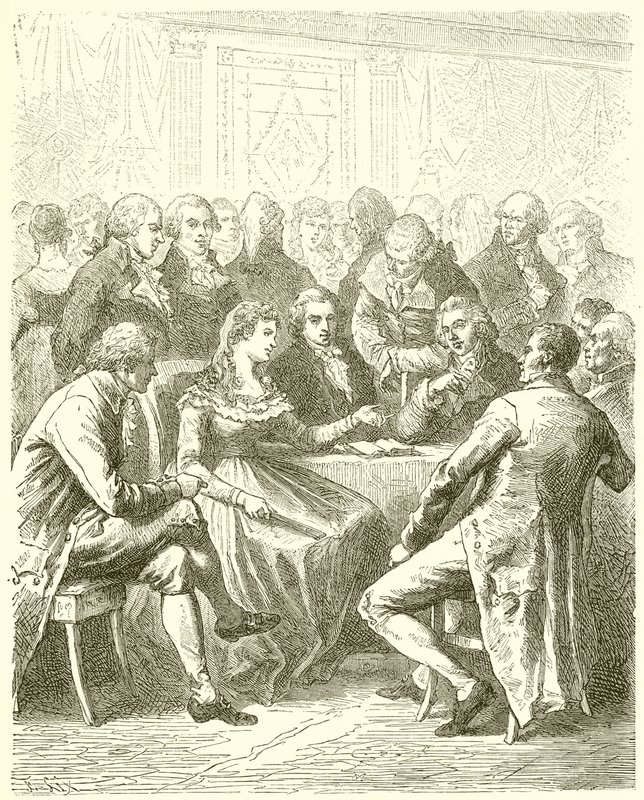 Girondinler evde Madame Roland by French School