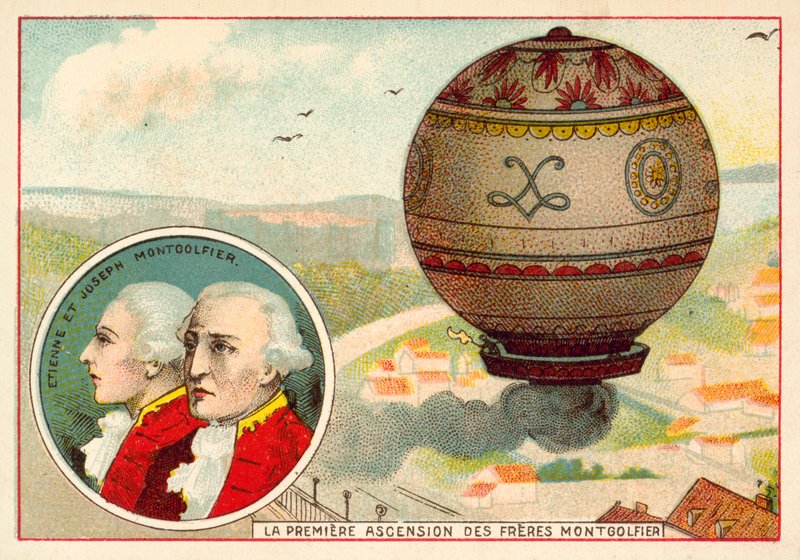 Montgolfier Brothers ilk balon tırmanışı by French School