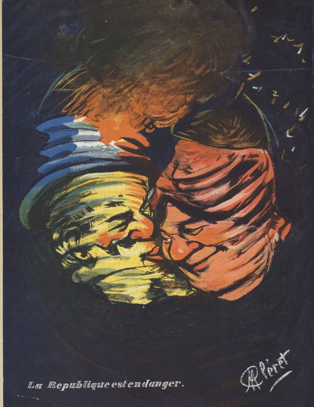 Cumhuriyet tehlikede. Le Rire (renkli taş) için çizim by French School