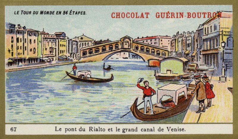 Rialto Köprüsü ve Venedik Büyük Kanalı (chromolitho) by French School