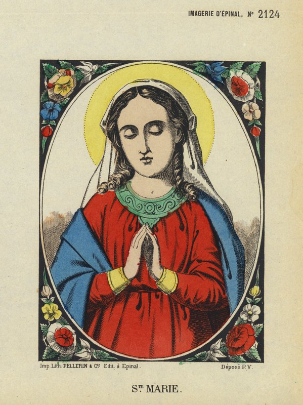 Meryem Ana (renkli taş baskı) by French School