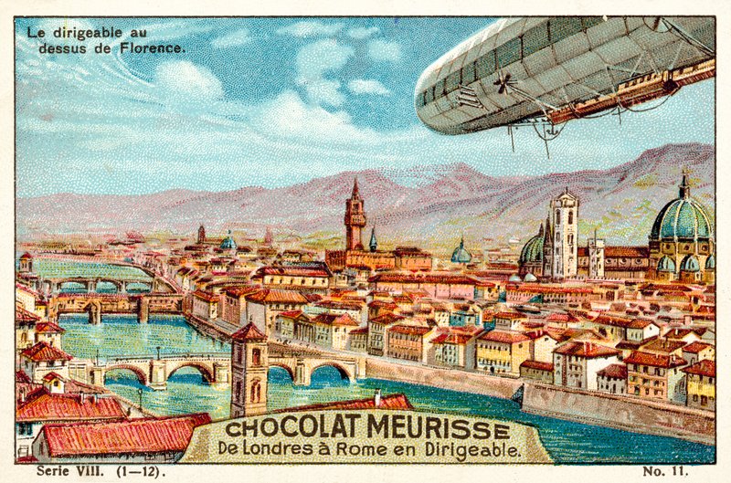 Floransa'nın üzerindeki hava gemisi (chromolitho) by French School