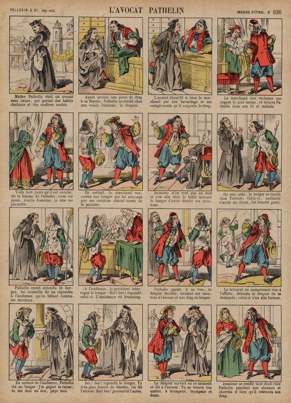 Avukat Pathelin (renkli gravür) by French School