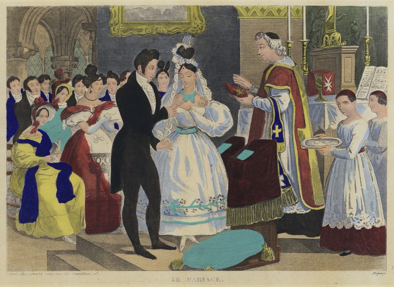 Düğün (renkli lito) by French School
