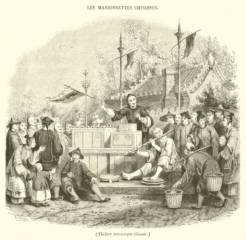 Çin mekanik tiyatrosu (gravür) by French School