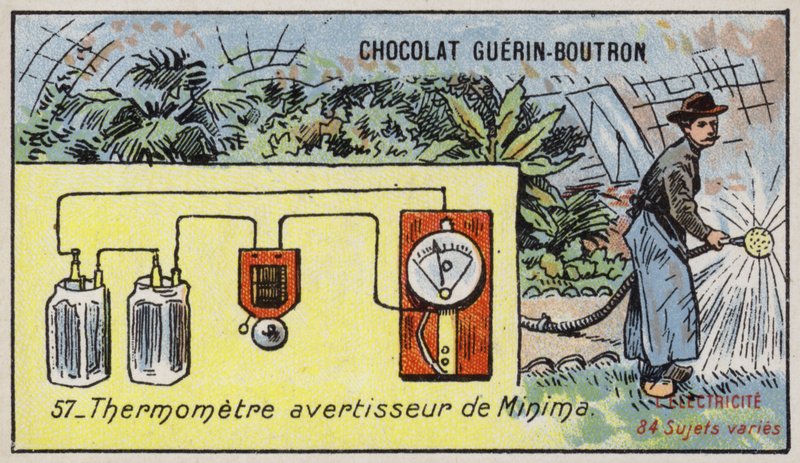 Minimum sıcaklık alarmlı termometre (chromolitho) by French School