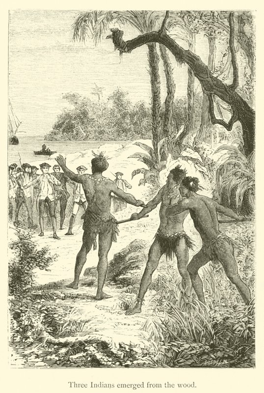 Ağaçtan üç Kızılderili çıktı (gravür) by French School