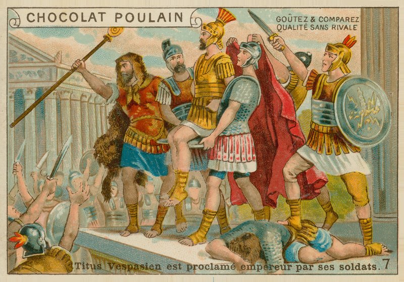 Titus İmparator ilan edildi, Chocolat Poulain ticaret kartı by French School