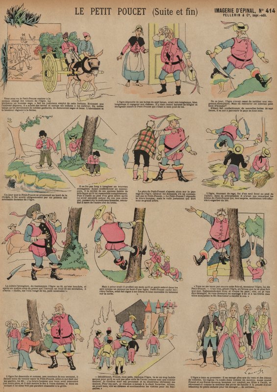 Tom Thumb (renkli gravür) by French School