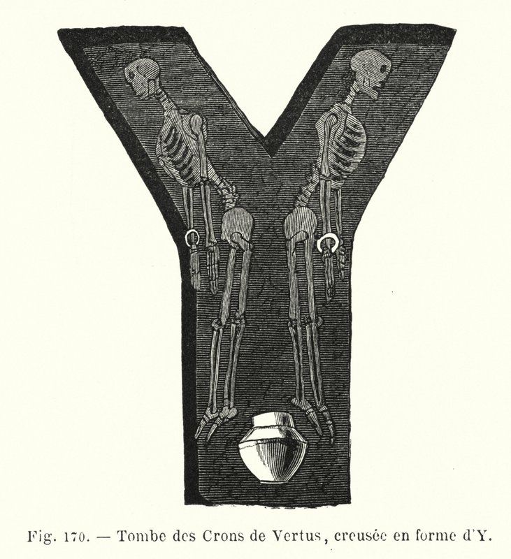 Y şeklinde kazılmış Crons de Vertus mezarları (gravür) by French School