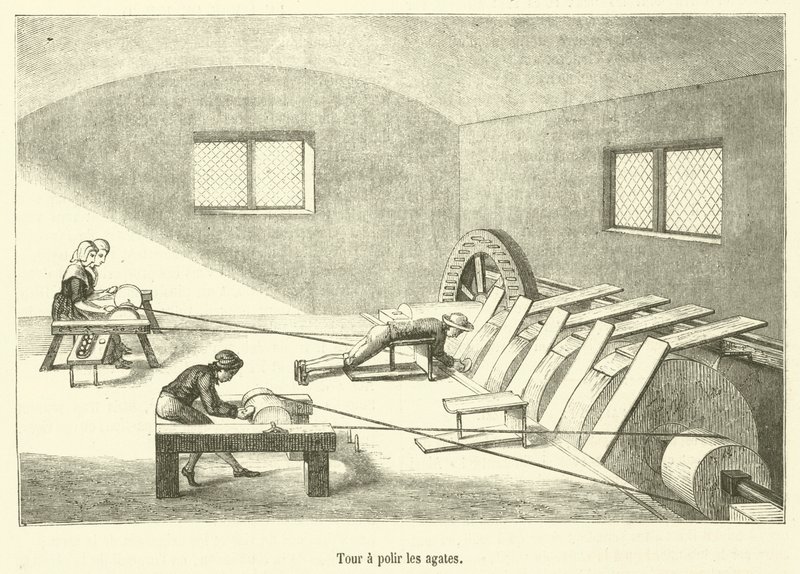 Akik cila torna tezgahı (gravür) by French School