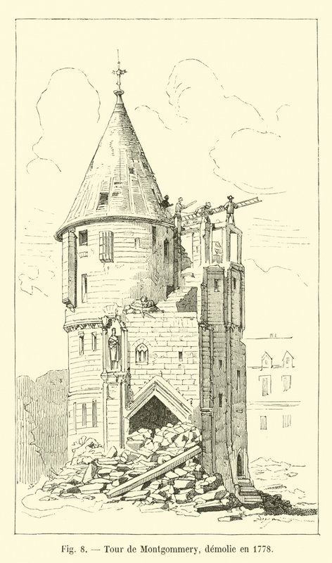 1778 yılında yıkılan Montgommery Kulesi, by French School