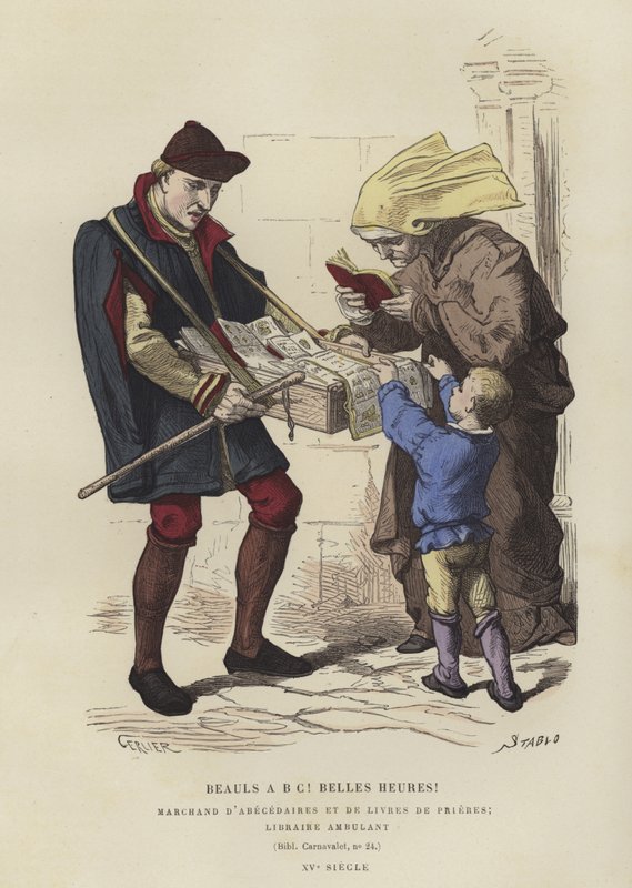 Seyahat eden kitap satıcısı, 15. yüzyıl by French School