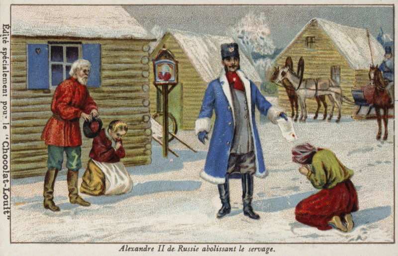Rus Çarı II. Aleksandr serfliği kaldırıyor by French School