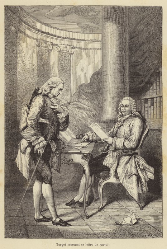Turgot işten çıkarılma mektubunu alıyor (gravür) by French School