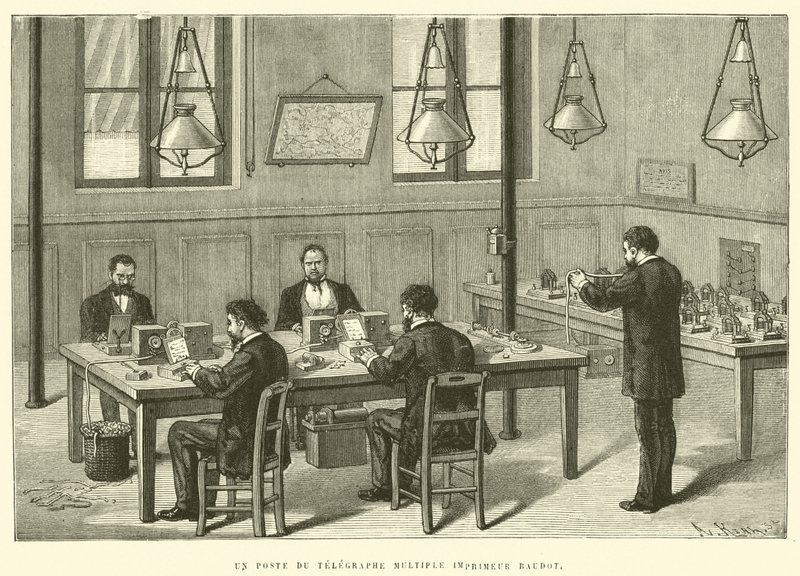 Çoklu Telgraf Yazıcısı Baudot Yazısı (gravür) by French School