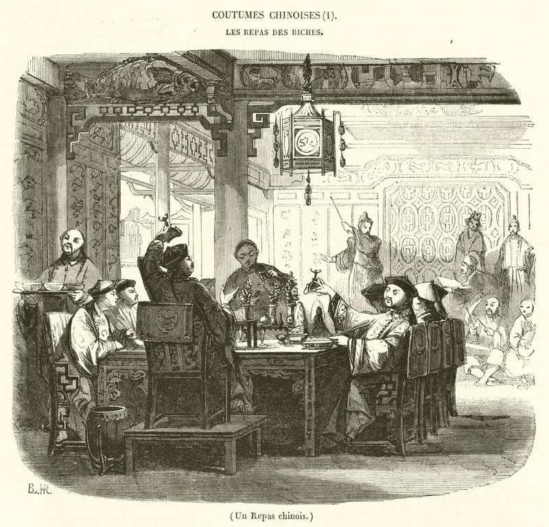 Bir Çin yemeği (gravür) by French School
