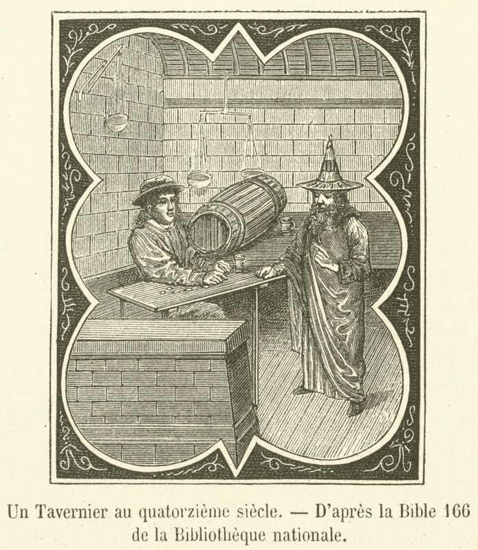 On dördüncü yüzyılda bir meyhane (gravür) by French School