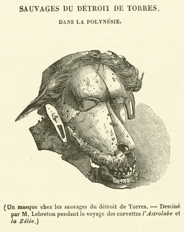 Torres Boğazı vahşileri arasında bir maske (gravür) by French School