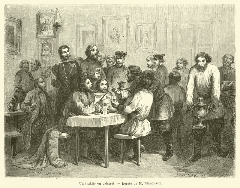 Traktir veya kabare (gravür) by French School