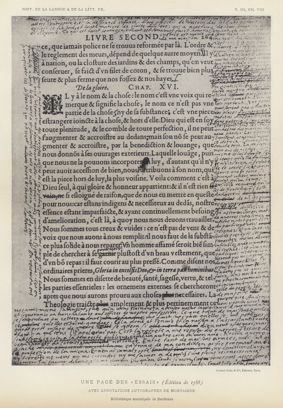 Denemelerden Bir Sayfa, 1588 Baskısı, Montaigne