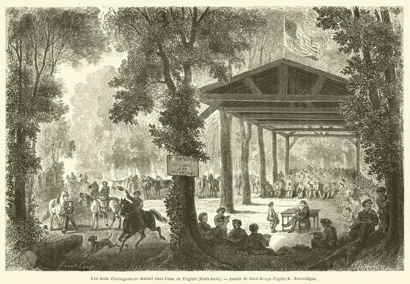 Virginia eyaletinde (ABD) bir karşılıklı eğitim okulu (gravür) by French School