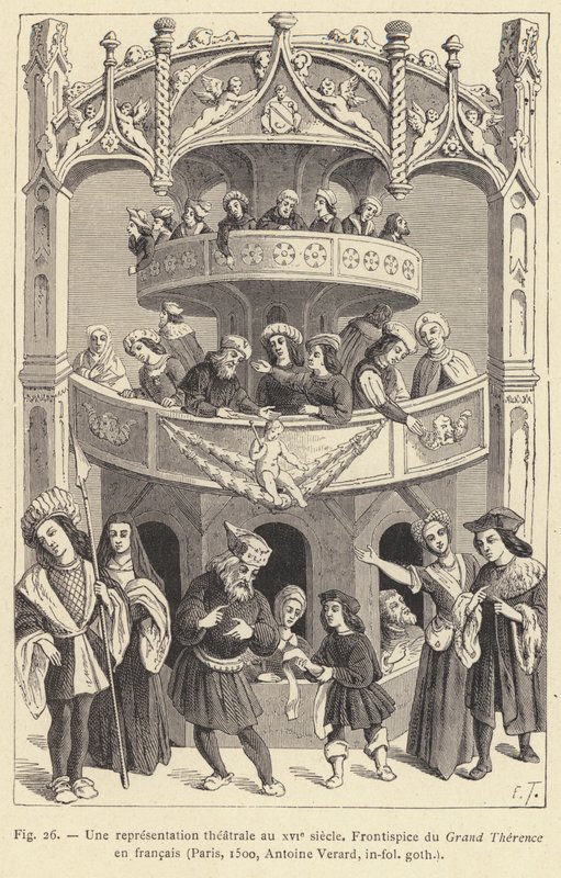16. yüzyılda bir tiyatro performansı (gravür) by French School