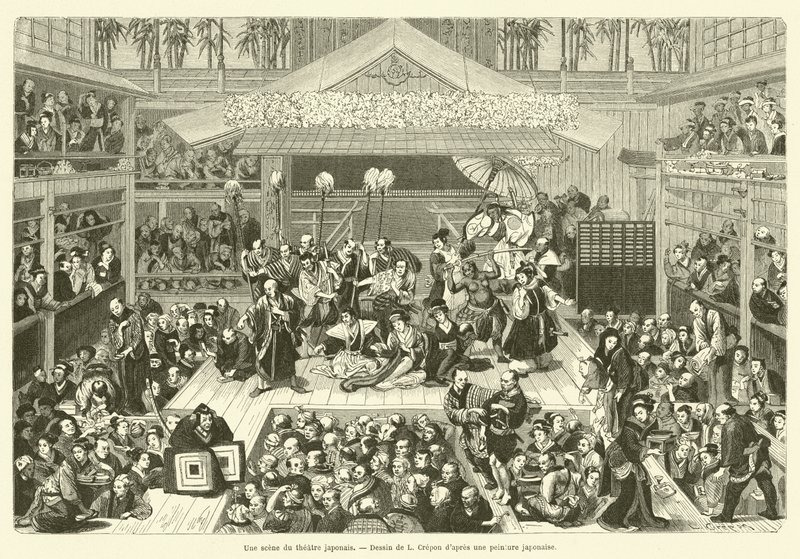 Japon tiyatrosundan bir sahne (gravür) by French School