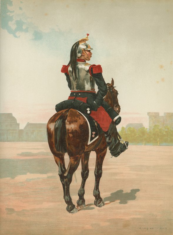 At sırtında kimliği belirsiz Fransız askeri by French School