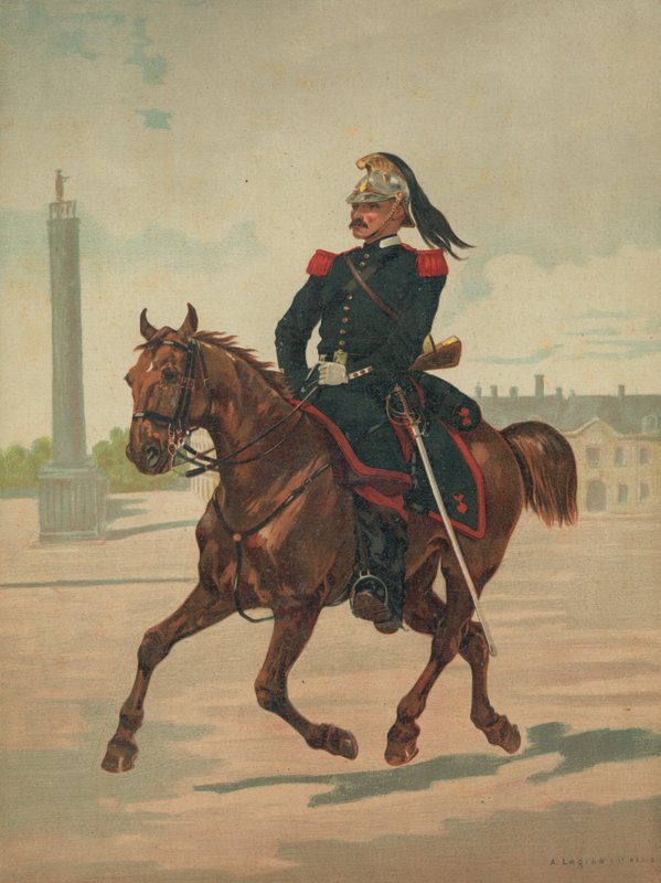 At sırtında kimliği belirsiz Fransız askeri by French School