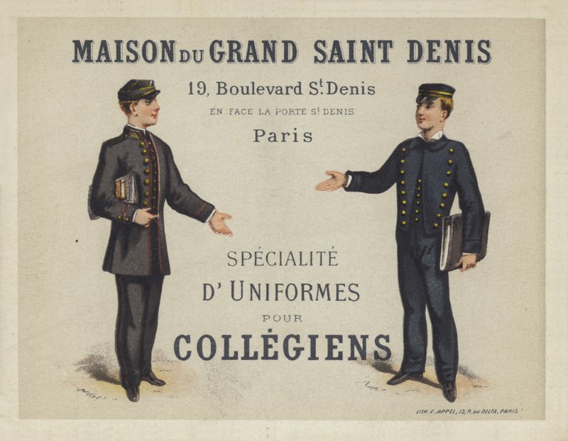 Fransız Kolejliler için üniformalar, Maison du Grand Saint Dennis reklamı by French School