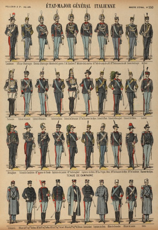İtalyan Ordusunun Üniformaları (renkli gravür) by French School