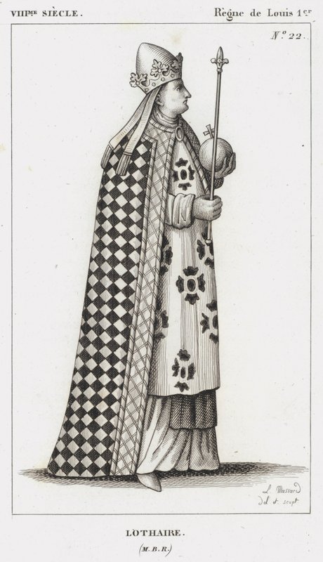 VIII Yüzyıl, Louis I, Lothair (gravür) saltanatı by French School