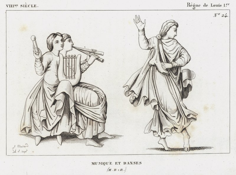 VIII Century, I. Louis Saltanatı, Müzik ve Danslar (gravür) by French School