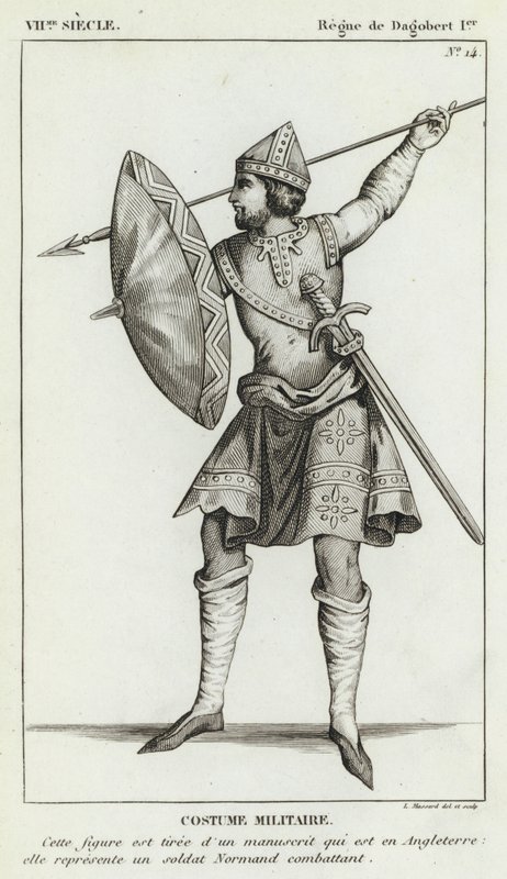 VII. Yüzyıl, Dagobert I Hükümdarlığı, Askeri Kostüm (gravür) by French School