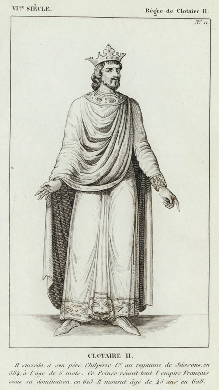 VI. Yüzyıl, Clotaire II Saltanatı, Clotaire II (gravür) by French School