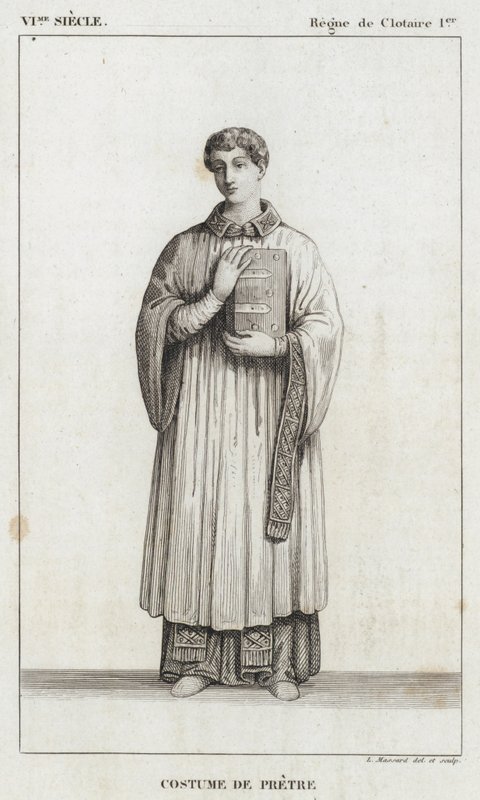VI. Yüzyıl, Clotaire Hükümdarlığı I, Rahibin Kostümü (gravür) by French School